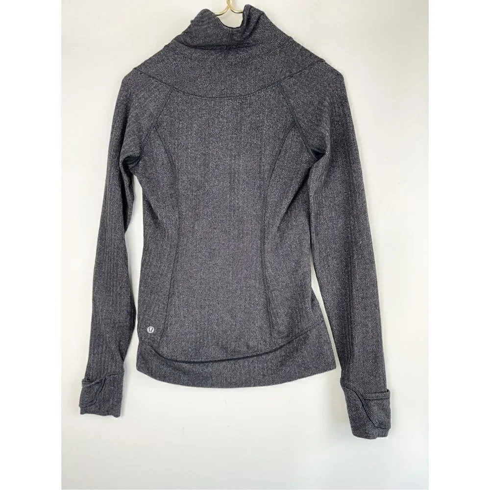 Lululemon Women's Charcoal Black Think Fast Pullover Hoodie Sweatshirt Size 4